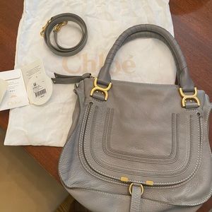 Chloe Marcie Calfskin Bag Cashmere Grey size Medium